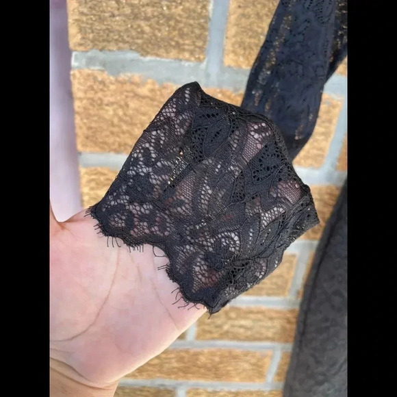 Aritzia Wilfred Dress Black Lace Mesh Mock Neck - Picture 4 of 10